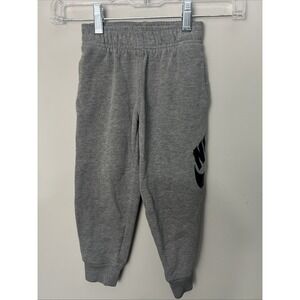 Nike Little Boys Logo Graphic Fleece Jogger Pants(Gray Dark Grey Heather, 4T